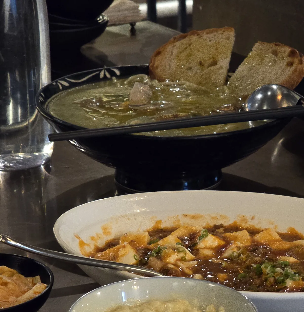 Bologna tofu and basil jjamppong spread at Central Reducer