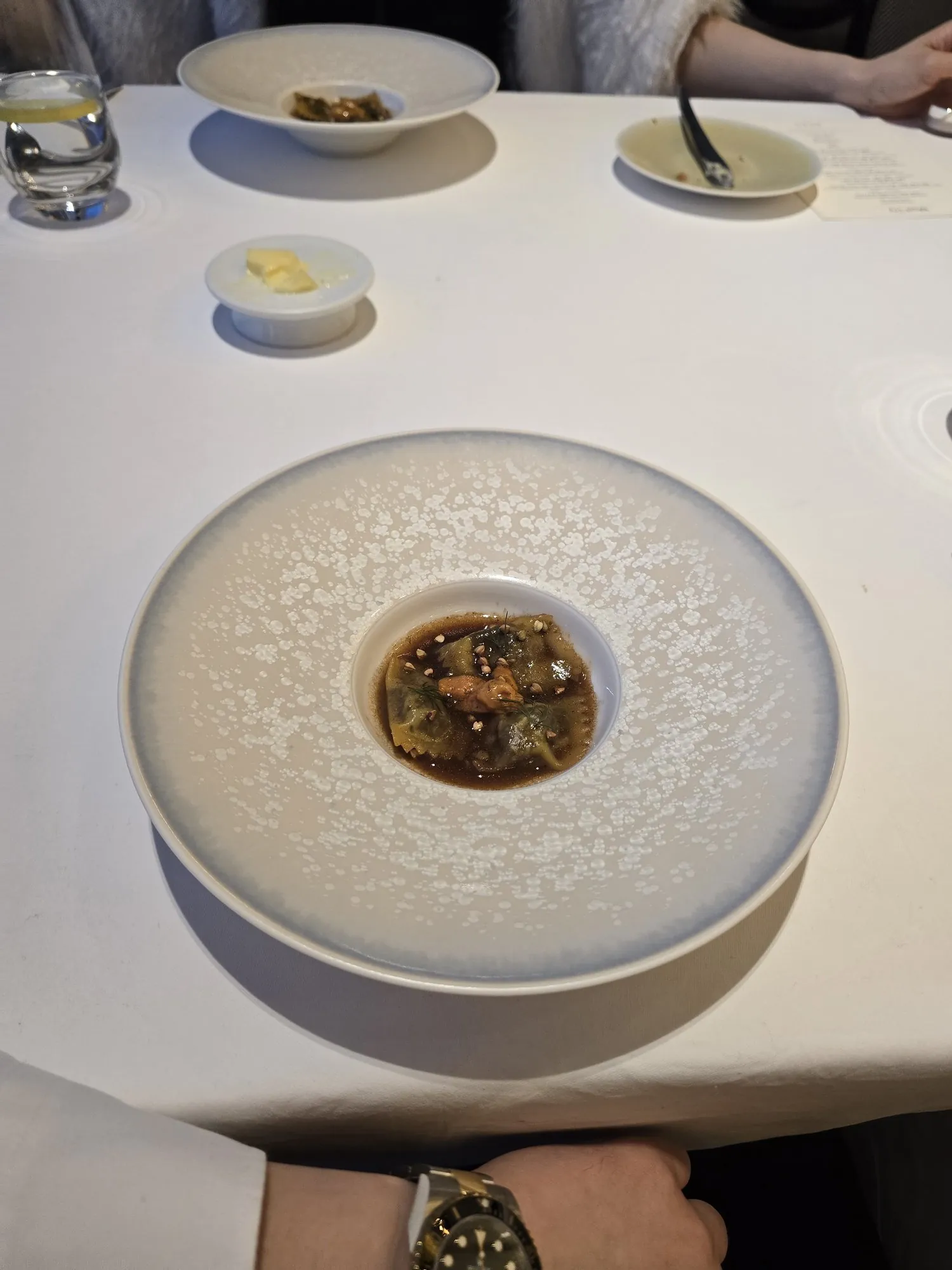 Agnolotti in sea urchin soup